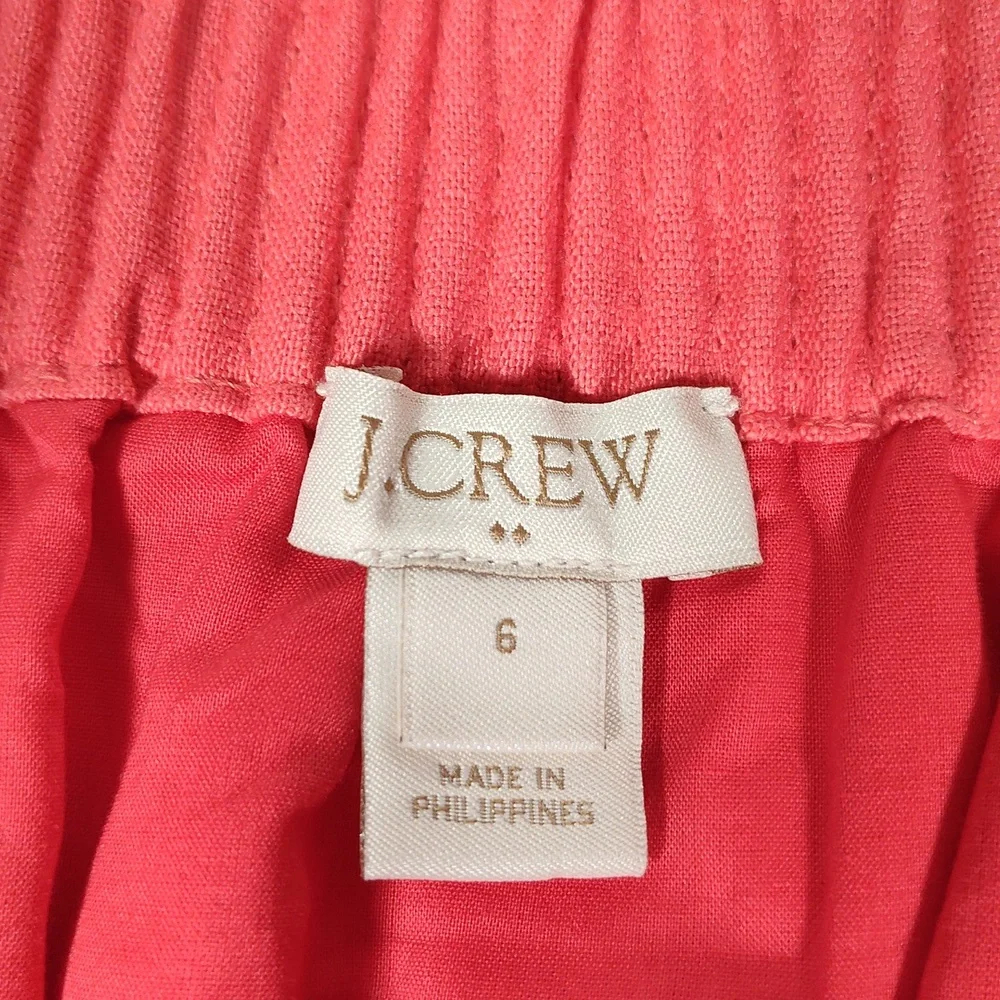 J.‎ Crew Sidewalk linen cotton blend paperbag mini skirt in coral pink 6